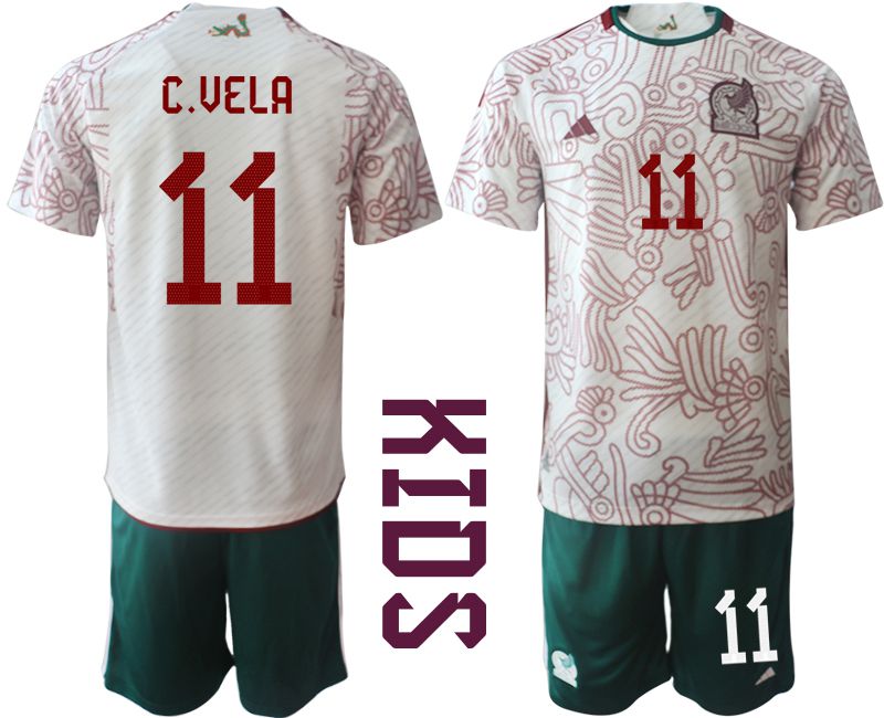 Youth 2022 World Cup National Team Mexico away white 11 Soccer Jersey